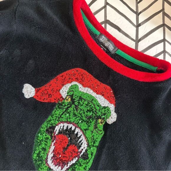 Target 33 Degrees Women's Size XL Fleece Sequin Dino Ugly Christmas Sweater - Picture 1 of 4